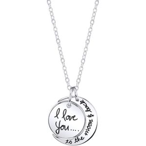 Believe by Brilliance Women's Sterling Silver "I Love You to the Moon & Back"